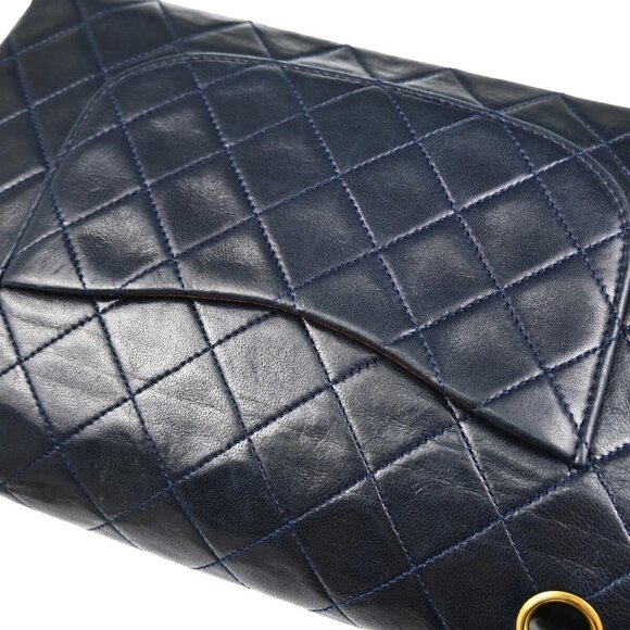 Chanel Navy Lambskin Medium Double Flap Shoulder Bag - Picture 4 of 13